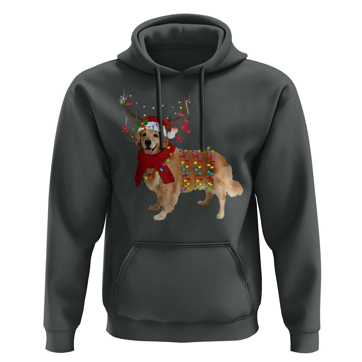 Golden Retriever Christmas Hoodie Gift for Dog Lover Happy New Year Xmas Lights