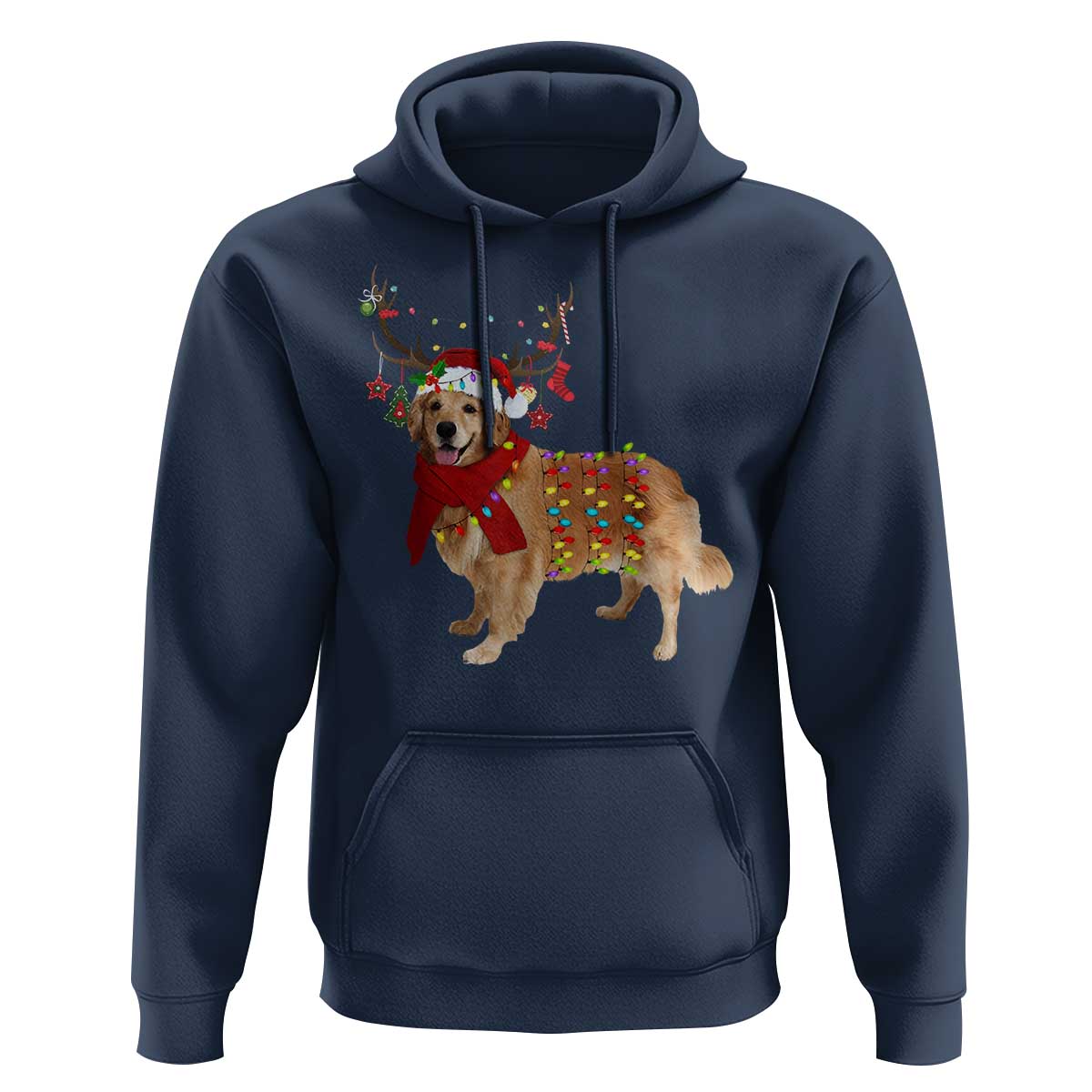 Golden Retriever Christmas Hoodie Gift for Dog Lover Happy New Year Xmas Lights