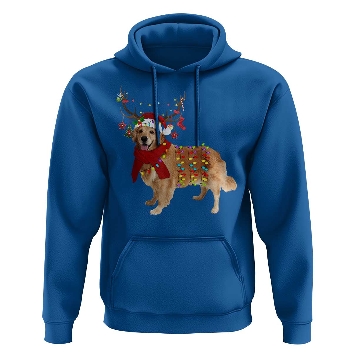 Golden Retriever Christmas Hoodie Gift for Dog Lover Happy New Year Xmas Lights