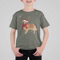 Golden Retriever Christmas T Shirt For Kid Gift for Dog Lover Happy New Year Xmas Lights - Wonder Print Shop