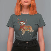 Golden Retriever Christmas T Shirt For Women Gift for Dog Lover Happy New Year Xmas Lights - Wonder Print Shop