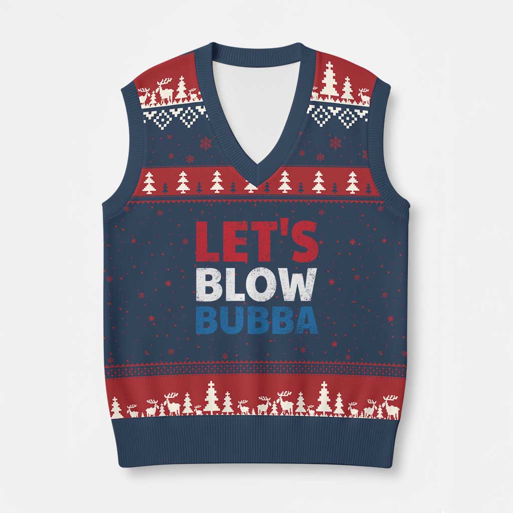 Let's Blow Bubba V-Neck Knit Sweater Vest Donica Lewinsky Political Humor - Wonder Print Shop
