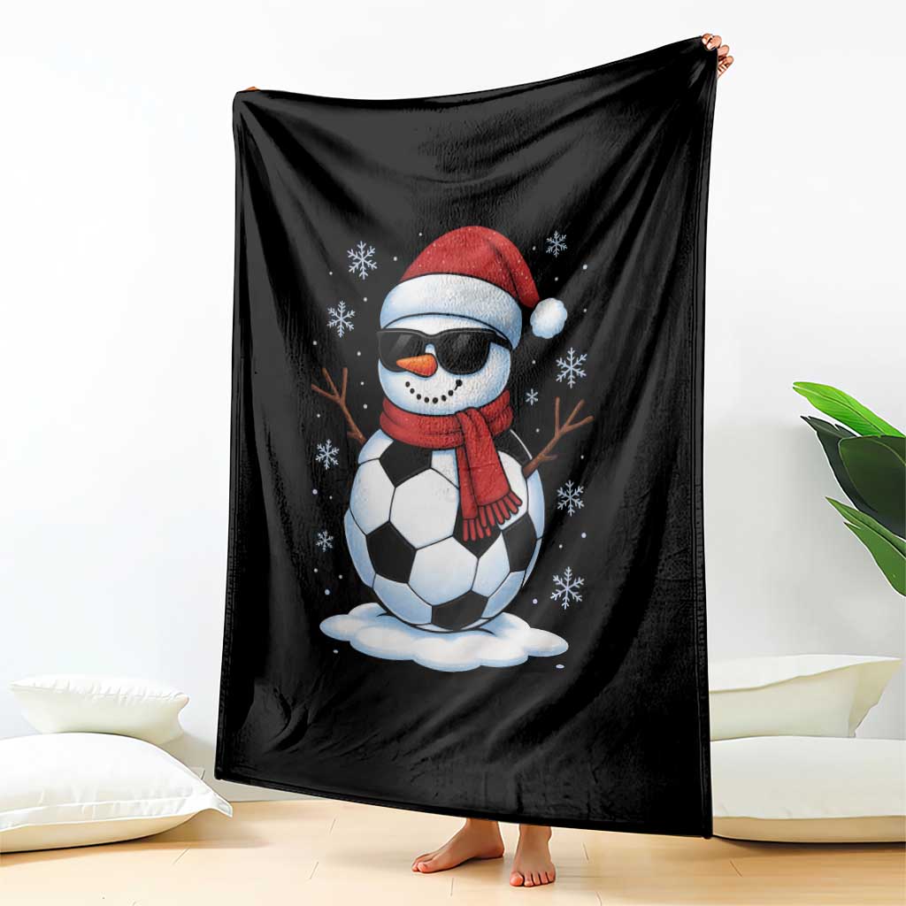 Christmas Soccer Snowman Throw Blanket Snowflakes Holiday Sports Xmas Pajamas Red Santa Hat - Wonder Print Shop