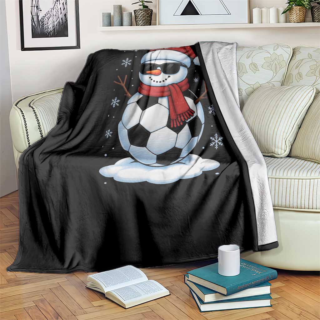 Christmas Soccer Snowman Throw Blanket Snowflakes Holiday Sports Xmas Pajamas Red Santa Hat - Wonder Print Shop