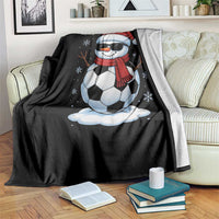 Christmas Soccer Snowman Throw Blanket Snowflakes Holiday Sports Xmas Pajamas Red Santa Hat - Wonder Print Shop