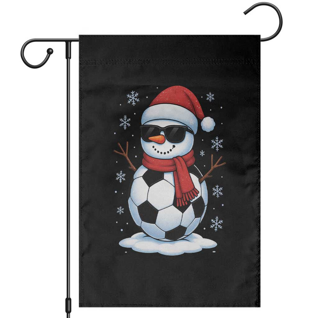 Christmas Soccer Snowman Garden Flag Snowflakes Holiday Sports Xmas Pajamas Red Santa Hat - Wonder Print Shop