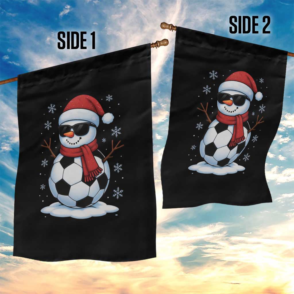 Christmas Soccer Snowman Garden Flag Snowflakes Holiday Sports Xmas Pajamas Red Santa Hat - Wonder Print Shop