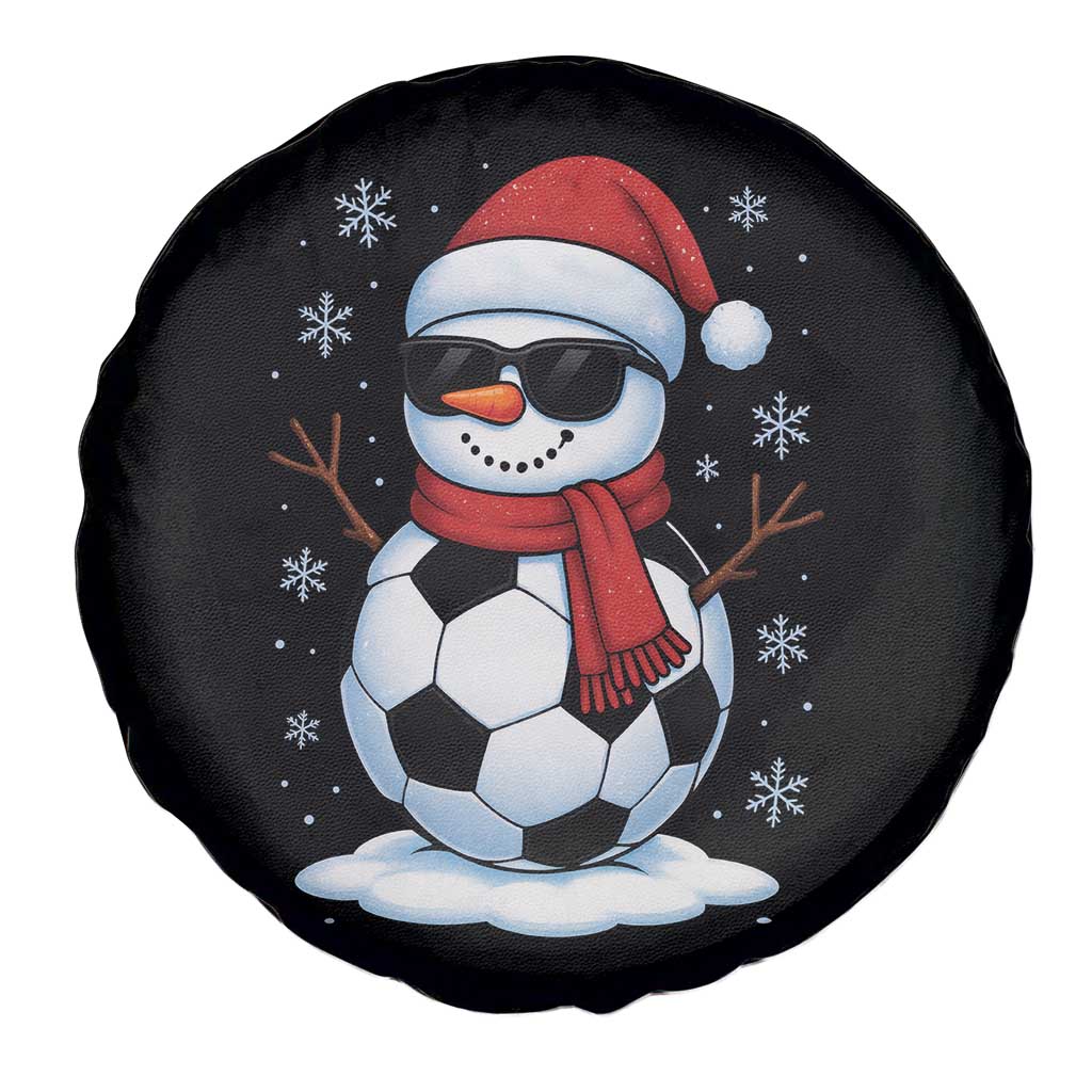 Christmas Soccer Snowman Spare Tire Cover Snowflakes Holiday Sports Xmas Pajamas Red Santa Hat - Wonder Print Shop