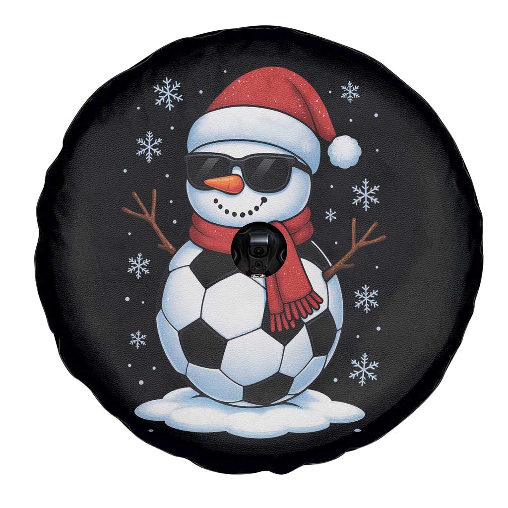 Christmas Soccer Snowman Spare Tire Cover Snowflakes Holiday Sports Xmas Pajamas Red Santa Hat - Wonder Print Shop