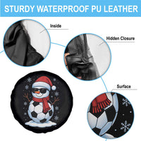 Christmas Soccer Snowman Spare Tire Cover Snowflakes Holiday Sports Xmas Pajamas Red Santa Hat - Wonder Print Shop