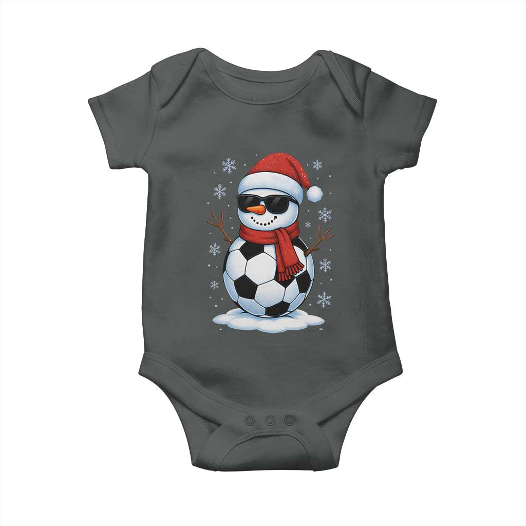 Christmas Soccer Snowman Baby Onesie Snowflakes Holiday Sports Xmas Pajamas Red Santa Hat - Wonder Print Shop