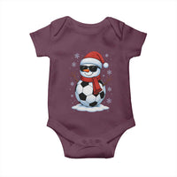 Christmas Soccer Snowman Baby Onesie Snowflakes Holiday Sports Xmas Pajamas Red Santa Hat - Wonder Print Shop