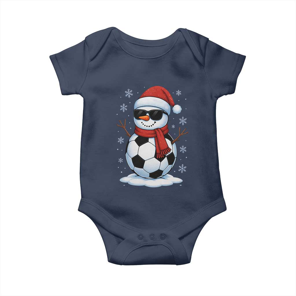 Christmas Soccer Snowman Baby Onesie Snowflakes Holiday Sports Xmas Pajamas Red Santa Hat - Wonder Print Shop