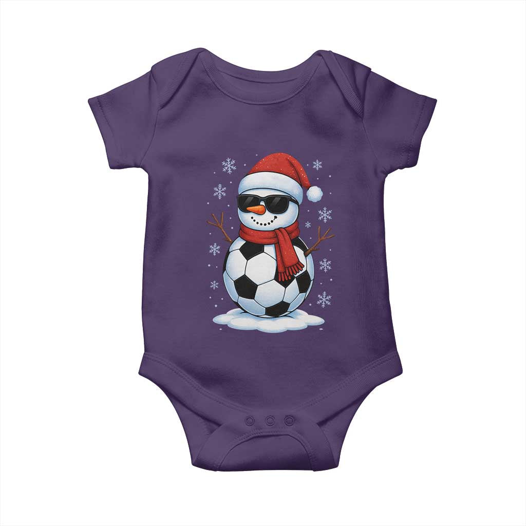 Christmas Soccer Snowman Baby Onesie Snowflakes Holiday Sports Xmas Pajamas Red Santa Hat - Wonder Print Shop