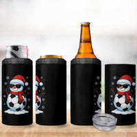 Christmas Soccer Snowman 4 in 1 Can Cooler Tumbler Snowflakes Holiday Sports Xmas Pajamas Red Santa Hat - Wonder Print Shop