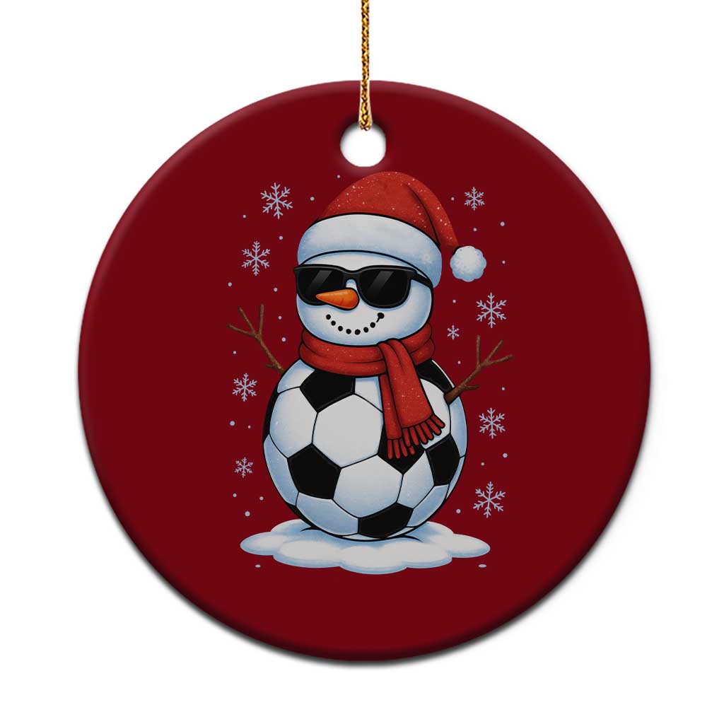Christmas Soccer Snowman Ceramic Ornament Snowflakes Holiday Sports Xmas Pajamas Red Santa Hat - Wonder Print Shop