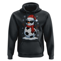 Christmas Soccer Snowman Hoodie Snowflakes Holiday Sports Xmas Pajamas Red Santa Hat - Wonder Print Shop