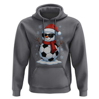 Christmas Soccer Snowman Hoodie Snowflakes Holiday Sports Xmas Pajamas Red Santa Hat - Wonder Print Shop