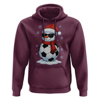 Christmas Soccer Snowman Hoodie Snowflakes Holiday Sports Xmas Pajamas Red Santa Hat - Wonder Print Shop