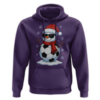 Christmas Soccer Snowman Hoodie Snowflakes Holiday Sports Xmas Pajamas Red Santa Hat - Wonder Print Shop