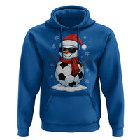 Christmas Soccer Snowman Hoodie Snowflakes Holiday Sports Xmas Pajamas Red Santa Hat - Wonder Print Shop