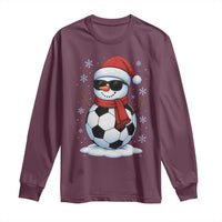 Christmas Soccer Snowman Long Sleeve Shirt Snowflakes Holiday Sports Xmas Pajamas Red Santa Hat - Wonder Print Shop