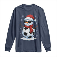 Christmas Soccer Snowman Long Sleeve Shirt Snowflakes Holiday Sports Xmas Pajamas Red Santa Hat - Wonder Print Shop