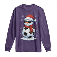 Christmas Soccer Snowman Long Sleeve Shirt Snowflakes Holiday Sports Xmas Pajamas Red Santa Hat - Wonder Print Shop