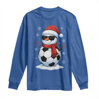 Christmas Soccer Snowman Long Sleeve Shirt Snowflakes Holiday Sports Xmas Pajamas Red Santa Hat - Wonder Print Shop
