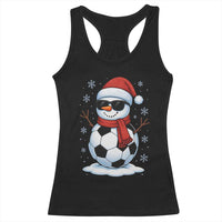 Christmas Soccer Snowman Racerback Tank Top Snowflakes Holiday Sports Xmas Pajamas Red Santa Hat - Wonder Print Shop