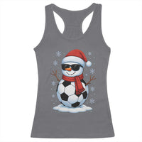 Christmas Soccer Snowman Racerback Tank Top Snowflakes Holiday Sports Xmas Pajamas Red Santa Hat - Wonder Print Shop