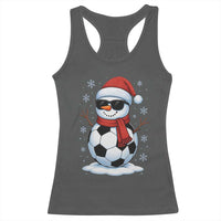 Christmas Soccer Snowman Racerback Tank Top Snowflakes Holiday Sports Xmas Pajamas Red Santa Hat - Wonder Print Shop