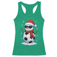 Christmas Soccer Snowman Racerback Tank Top Snowflakes Holiday Sports Xmas Pajamas Red Santa Hat - Wonder Print Shop