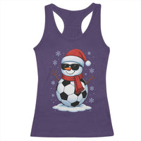 Christmas Soccer Snowman Racerback Tank Top Snowflakes Holiday Sports Xmas Pajamas Red Santa Hat - Wonder Print Shop