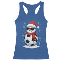 Christmas Soccer Snowman Racerback Tank Top Snowflakes Holiday Sports Xmas Pajamas Red Santa Hat - Wonder Print Shop