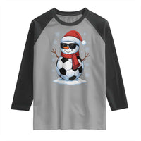 Christmas Soccer Snowman Raglan Shirt Snowflakes Holiday Sports Xmas Pajamas Red Santa Hat - Wonder Print Shop