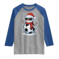 Christmas Soccer Snowman Raglan Shirt Snowflakes Holiday Sports Xmas Pajamas Red Santa Hat - Wonder Print Shop