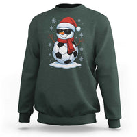 Christmas Soccer Snowman Sweatshirt Snowflakes Holiday Sports Xmas Pajamas Red Santa Hat - Wonder Print Shop