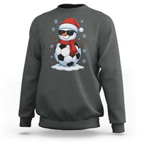 Christmas Soccer Snowman Sweatshirt Snowflakes Holiday Sports Xmas Pajamas Red Santa Hat - Wonder Print Shop