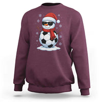 Christmas Soccer Snowman Sweatshirt Snowflakes Holiday Sports Xmas Pajamas Red Santa Hat - Wonder Print Shop