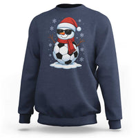 Christmas Soccer Snowman Sweatshirt Snowflakes Holiday Sports Xmas Pajamas Red Santa Hat - Wonder Print Shop