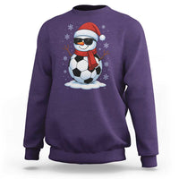 Christmas Soccer Snowman Sweatshirt Snowflakes Holiday Sports Xmas Pajamas Red Santa Hat - Wonder Print Shop