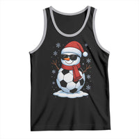 Christmas Soccer Snowman Tank Top Snowflakes Holiday Sports Xmas Pajamas Red Santa Hat - Wonder Print Shop