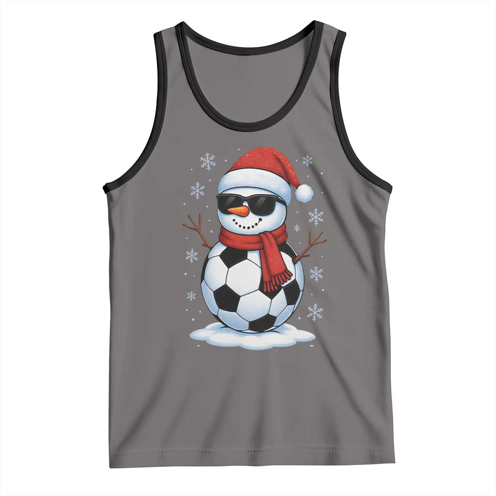 Christmas Soccer Snowman Tank Top Snowflakes Holiday Sports Xmas Pajamas Red Santa Hat - Wonder Print Shop