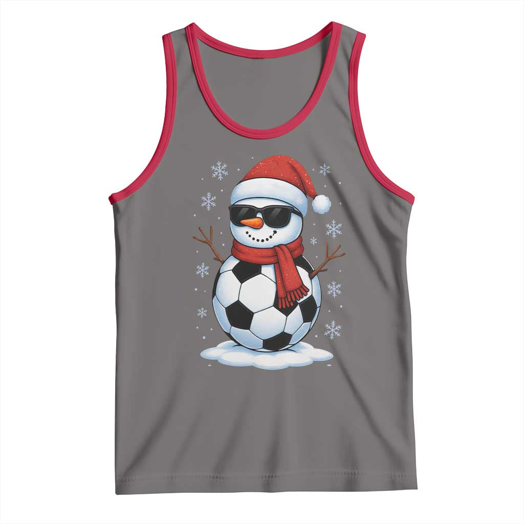 Christmas Soccer Snowman Tank Top Snowflakes Holiday Sports Xmas Pajamas Red Santa Hat - Wonder Print Shop