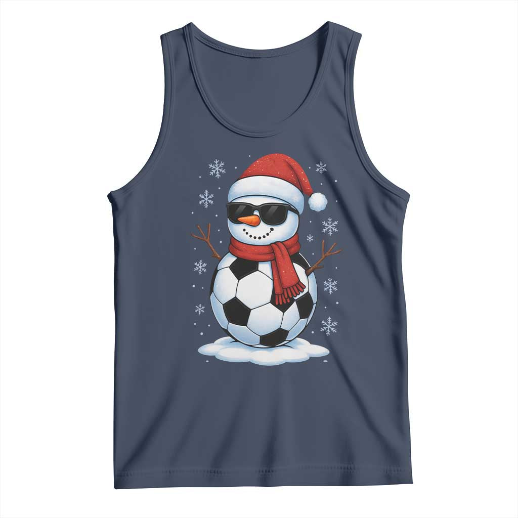 Christmas Soccer Snowman Tank Top Snowflakes Holiday Sports Xmas Pajamas Red Santa Hat - Wonder Print Shop