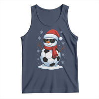 Christmas Soccer Snowman Tank Top Snowflakes Holiday Sports Xmas Pajamas Red Santa Hat - Wonder Print Shop