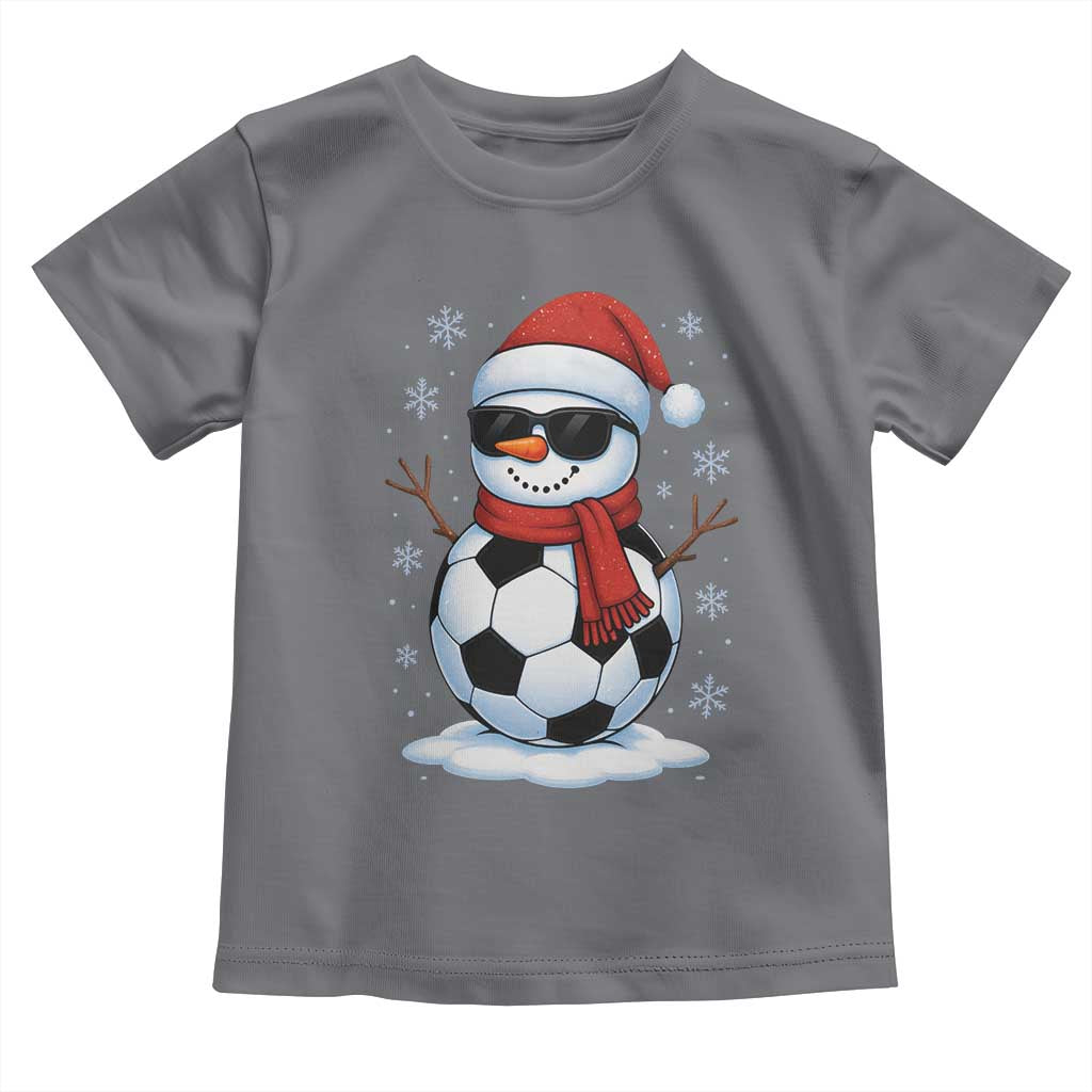 Christmas Soccer Snowman Toddler T Shirt Snowflakes Holiday Sports Xmas Pajamas Red Santa Hat - Wonder Print Shop