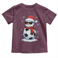 Christmas Soccer Snowman Toddler T Shirt Snowflakes Holiday Sports Xmas Pajamas Red Santa Hat - Wonder Print Shop