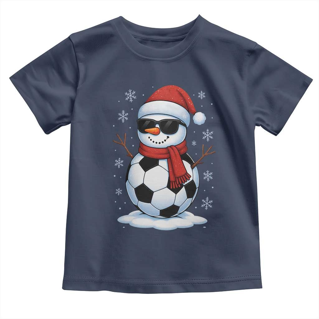 Christmas Soccer Snowman Toddler T Shirt Snowflakes Holiday Sports Xmas Pajamas Red Santa Hat - Wonder Print Shop